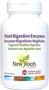 New Roots Herbal Plant Digestive Enzymes (120 Veg Caps) Multi Enzyme Supplement with Hemicellulase for Healthy Digestion | Gas & Bloating Relief, Vegan-Compliant