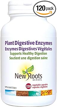 New Roots Herbal Plant Digestive Enzymes (120 Veg Caps) Multi Enzyme Supplement With Hemicellulase For Healthy Digestion | Gas & Bloating Relief, Vegan-Compliant