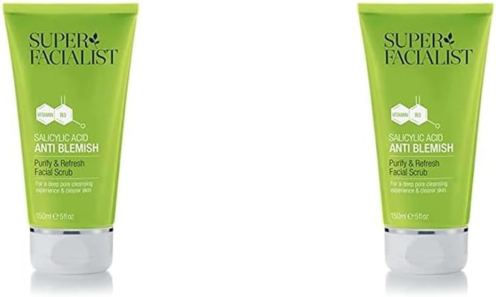 Super Facialist Salicylic Acid Anti Blemish Purify & Refresh Face Scrub - Face Wash For Acne Treatment & Blackhead Remover With Salicylic Acid & Vitamin B 3, Vegan Friendly, 150Ml (Pack Of 2)