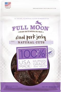 Full Moon Natural Cut Pork Jerky Healthy All Natural Dog Treats Human Grade Grain Free 10 Oz