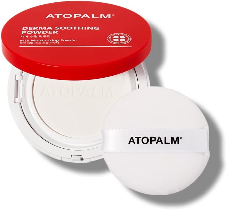 ATOPALM Derma Soothing Powder Pact, 0.8 Oz, Talc Free Baby Dusting Powder with Cornstarch, Panthenol for Calming Sweat Rash, to Prevent Prickly Heat, 23g