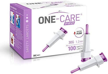 Medivena One-Care Pro Safety Lancets, Top Push Button Activated, 30G X 1.2Mm, 100/Bx, Sterile, Gentle & Comfortable Sampling