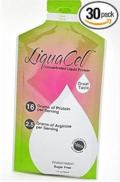 Liqucel Liquid Protein 16Grams Per 1Oz Serving - Watermelon Collagen Whey Arginine, 30 Packets : Health & Household
