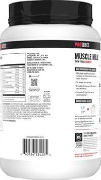 Muscle Milk Pro Series Protein Powder Supplement, Knockout Chocolate, 2.54 Pound, 14 Servings, 50G Protein, 3G Sugar, 20 Vitamins & Minerals, Nsf Certified For Sport, Packaging May Vary