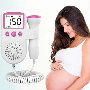 Baby Heart Rate Monitor for Pregnant Women-Home and Clinic,Radiation-Free Doppler Baby Monitoring fetal Movement (Pink Digital Model)