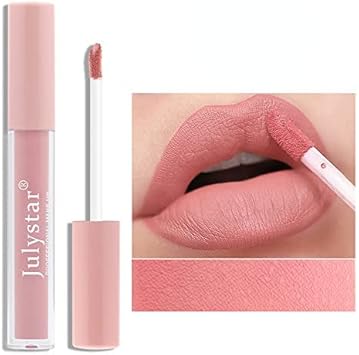 Julystar Matte Lip Glaze, Matte Lipstick, Non-Stick Cup, Non-Fading Lip Gloss, Genuine Makeup (01#)