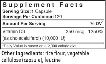 Patient One Vitamin D3 10,000 Iu | Supplement To Support Immune, Heart And Bone Health* | Highly Absorbable Cholecalciferol Form | 120 Capsules