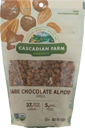 Cascadian Farm Organic Granola, Dark Chocolate Almond Cereal, Resealable Pouch, 11 oz