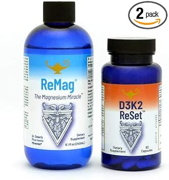 Rna Reset Remag & D3K2 Reset Bundle – Liquid Magnesium Supplement (8.1 Fl Oz) & Vitamin D3 + K2 Capsules (60 Count)
