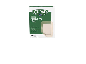 Curad Sheer Adhesive Bandages, 4-Sided Seal, Absorbent Pad, 3" X 4", Advanced Wound Care, 10 Count, Pack Of 24