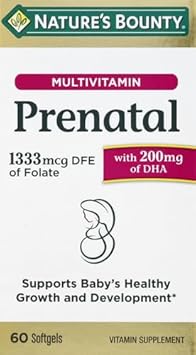 Nature'S Bounty Prenatal Multivitamin, Supports Baby'S Healthy Growth And Development, With 200Mg Dha, 60 Softgels