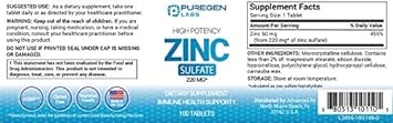 Zinc 220mg [High Potency] Supplement ? Zinc Sulfate for Immune Support