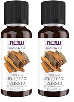 Now Essential Oils, Cinnamon Cassia Oil, Warming Aromatherapy Scent, Steam Distilled, 100% Pure, Vegan, Child Resistant Cap, 1-Ounce (Pack Of 2)