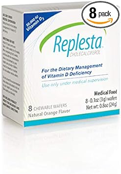 Replesta 50,000 Iu Vitamin D3 Cholecalciferol, For Vitamin D Deficiency, Once-Weekly Chewable Wafer, Non-Gmo, Natural Orange Flavor, 8 Count (Pack Of 1)