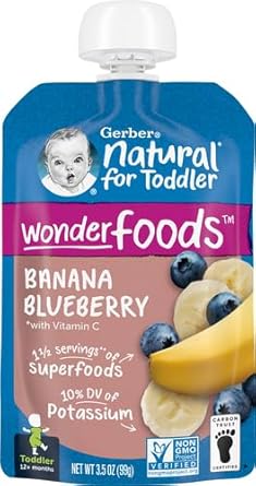 Gerber Wonderfoods Banana Blueberry, 3.5 Oz Pouch