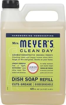 Mrs. Meyer'S Clean Day Liquid Dish Soap Refill, Biodegradable Formula, Lemon Verbena, 48 Fl. Oz