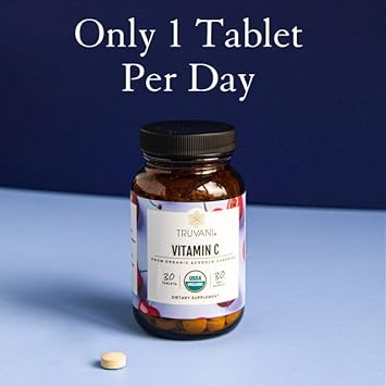 Truvani Vitamin C | USDA Organic | High Absorption, Antioxidant Supplement, Higher Bioavailability Immune System Support | Made with Real Food | 30 Servings : Health & Household