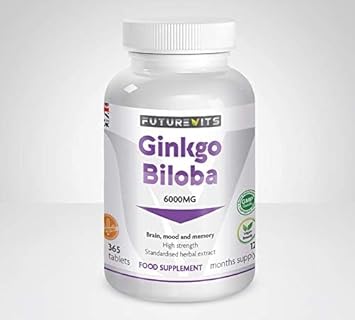 Ginkgo Biloba 6000Mg 365 Tablets High Strength Tablets Ginkgo Biloba Extract Vegan And Gluten Friendly Made In Uk Futurevits One Years Supply