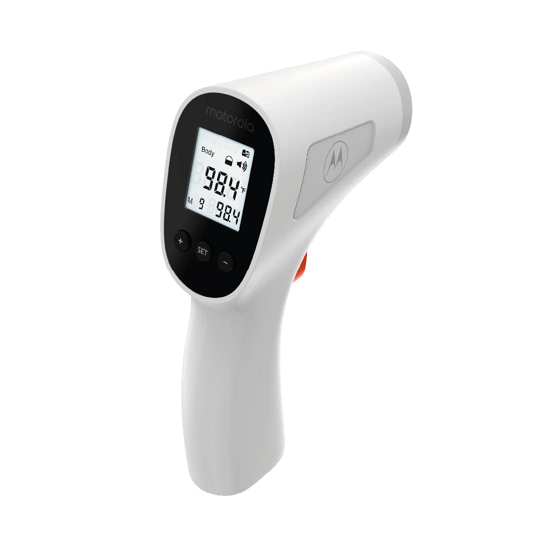 Motorola TE-94 Infrared Touchless Forehead Thermometer for Adults and Kids - Backlit Display, Memory Function, High Temp Alert - White