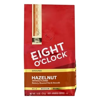 Eight O'Clock Ground Coffee, Hazelnut, 11 Ounce