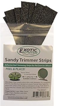 Sandy Trimmer Strips | 8 Strips | Size Small | Adhesive Nail Trimming Strips For Pet Exercise Wheels - Ideal For Sugar Gliders