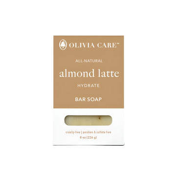 Olivia Care Exfoliating Bar Soap, Coffee Beans, 100% Natural, Organic Ingredients, Clean Energize Mind Body, Full Of Vitamin & Antioxidants (Almond Latte)