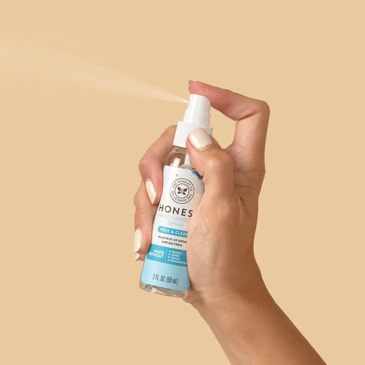 The Honest Company Plant-Based Hand Sanitizer Spray | Kills 99.9% Of Germs | Hypoallergenic, Quick-Drying + Moisturizing | Fragrance Free, 2 Fl Oz