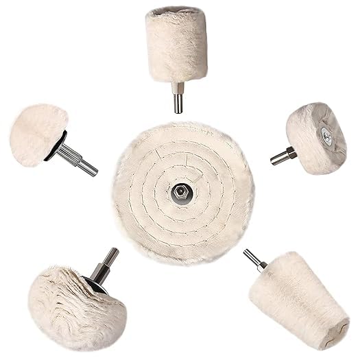 Buffing Pads Polishing Wheel Kit for Drill –Cotton Buffing Wheels for Metal, Aluminum, Stainless Steel, Chrome, Wood(6 & 7 Piece Set)