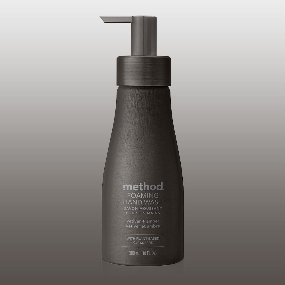 Method Premium Foaming Hand Wash, Vetiver + Amber, Reusable Black Aluminum Bottle, Biodegradable Formula, 10 fl oz (Pack of 3) : Beauty & Personal Care