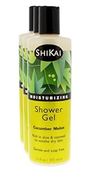 ShiKai Daily Moisturizing Shower Gel (Cucumber Melon, 12oz, Pack of 3) | Gentle Formula | Aloe Vera & Oatmeal for Soft, Healthy Skin | Dry Skin Relief