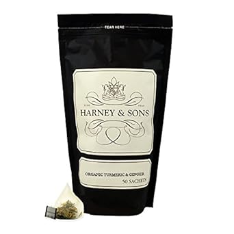 Harney & Sons Organic Ginger Turmeric | Bag Of 50 Sachets W/Organic Apple, Organic Ginger, Organic Lemongrass, And Organic Hibiscus