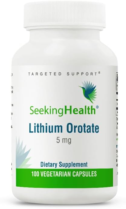 Seeking Health Lithium Orotate, 5 mg Lithium Supplement, Healthy Mood and Memory Support, Healthy Nervous System Function Support, Vegetarian (100 Capsules)