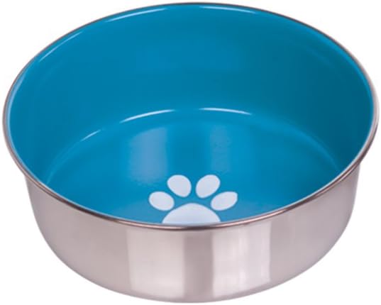 Nobby Heavy Paw Anti-Slip Stainless Steel Bowl, 20.5 cm, Light Blue/Silver :Pet Supplies
