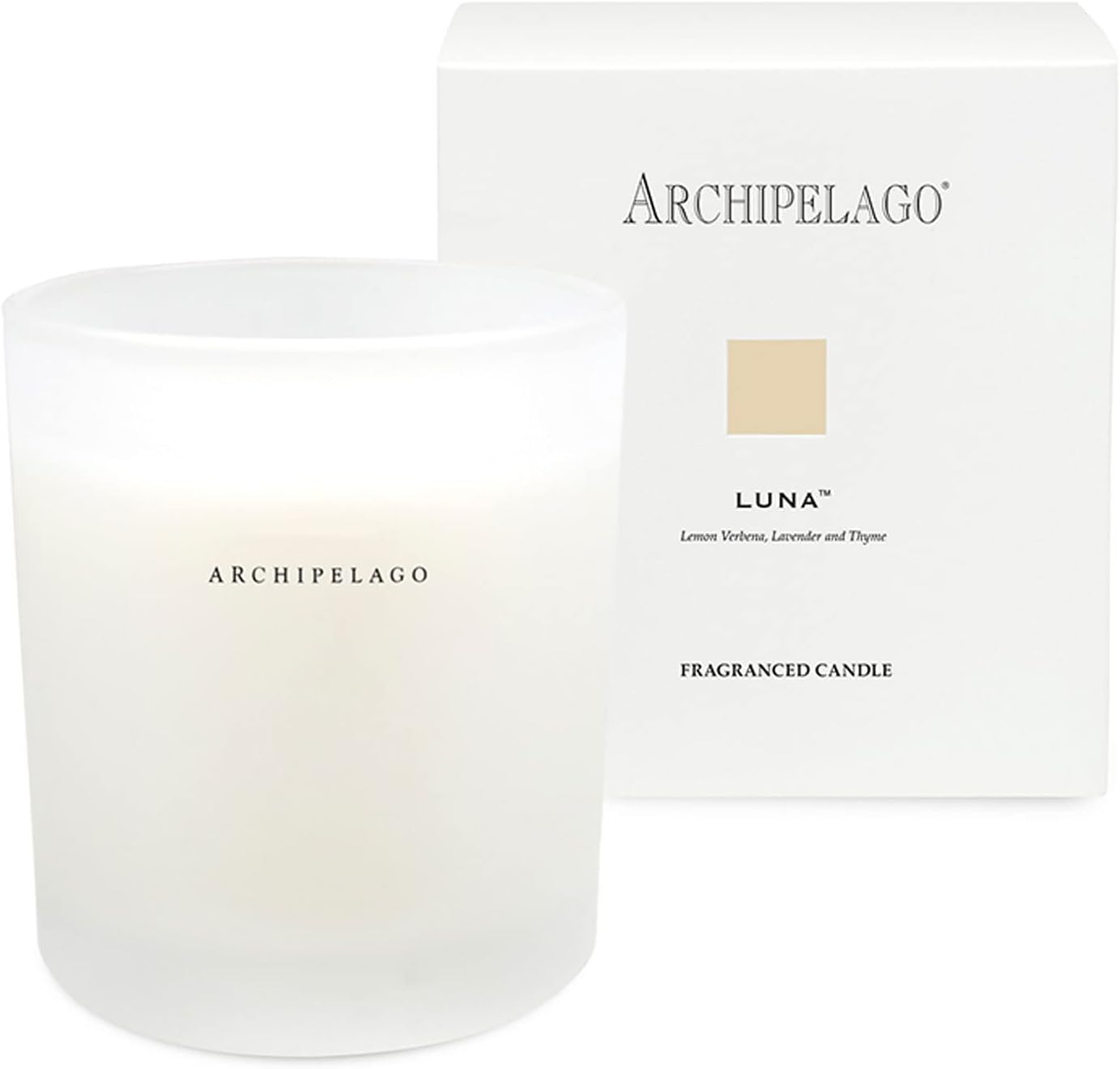 Archipelago Botanicals Luna Boxed Candle. Citrus Scent of Lemon Verbena, Lavender and Thyme. Natural Coconut Wax Burns 60 Hours (10 oz)
