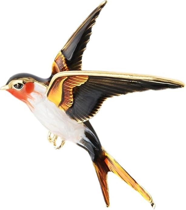 Enamel Flying Swallow Brooch Pin – Elegant Bird Brooch Jewelry for Men & Women
