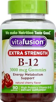 Vitafusion Extra Strength Vitamin B12 Gummy Vitamins For Energy Metabolism Support And Nervous System Health Support, Cherry Flavored, America’S Number 1 Brand, 45 Day Supply, 90 Count