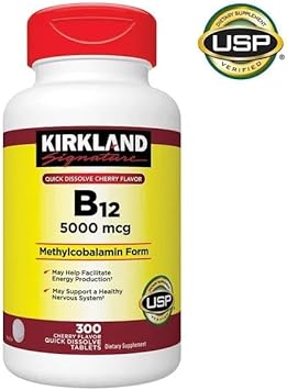 Kirkland-Signature B12 5000 mcg 300 Tablets - High-Potency Vitamin B12 Supplement, Vitamin B12 1/Pack