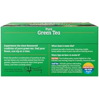 Twinings Pure Green Tea, Individually Wrapped Bags, 50 Count (Pack Of 6), Caffeinated, Smooth Flavour, Enticing Aroma, Enjoy Hot Or Iced