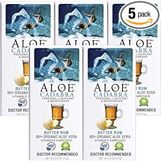 Aloe Cadabra Flavored Personal Lubricant Moisturizer Organic Passion Lube for Women, Men & Couples, Butter Rum 2.5 Ounce (Pack of 5) : Health & Household