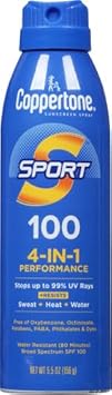 Coppertone Sport Sunscreen Spray Spf 100, Water Resistant, Continuous Spray Sunscreen, Broad Spectrum Spf 100 Sunscreen, 5.5 Oz Spray