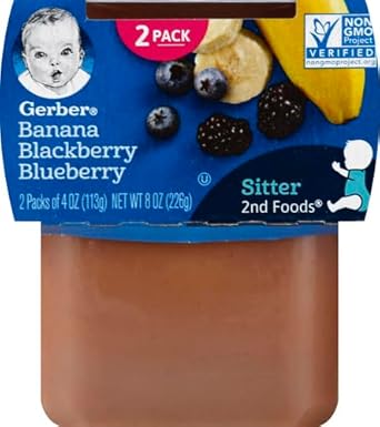 Gerber Wonder Baby Foods Banana Blackberry Blueberry, 4 Oz, 2 Ct Tubs