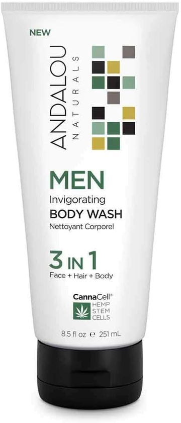 Andalou Naturals CannaCell MEN Invigorating 3-in-1 Body Wash, 8.5 Ounces