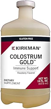 Kirkman Colostrum Gold Immune Support Supplement, 16 Fl Oz, Raspberry Flavored Liquid Bovine Colostrum, Supports Muscle, Skin & Cartilage Tissue Growth, Antibiotic & Added Hormone Free…