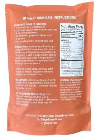 gfJules Certified Gluten Free Graham Cracker and Gingerbread Baking Mix | Non-GMO, Vegan, Kosher & Top 9 Allergen Free | Perfect Long-Lasting Snacks | Baking Alternative to Regular Mixes | 19 Ounces