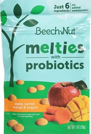 Beech-Nut Probiotic Melties Apple Carrot Mango Yogurt Melts Baby & Toddler Snack, 1Oz Bag