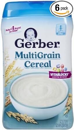 Gerber Baby Cereal 2nd Foods, Grain & Grow, Multigrain, 16 Ounce (Pack of 6) : Baby Food Cereal : Everything Else