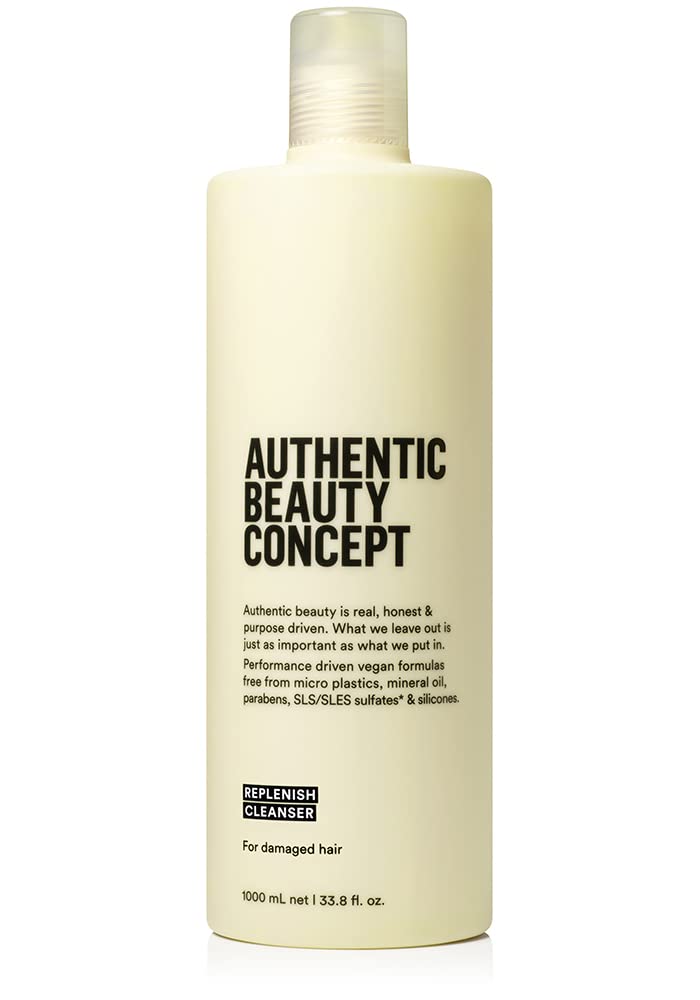 Authentic Beauty Concept Replenish Cleanser | Shampoo | Damaged Hair | Nourishes & Strengthens Hair | Vegan & Cruelty-Free | Sulfate-Free