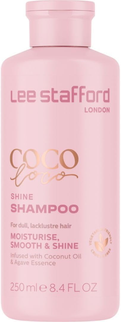 Lee Stafford Shine Shampoo | Coco Loco - Best Moisturizing Lightweight Shampoo For Dry, Dull Hair, Radiant High Gloss Sleek Silk Shiny Finish, Packed With Coconut Oil For Rich Moisture, 250 Ml