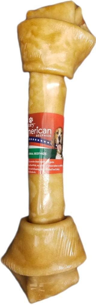 Pet Factory American Beefhide 12" Knotted Bone Dog Chew Treat - Chicken Flavor, 1 Count/1 Pack