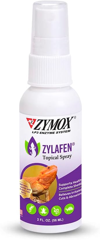 Zymox Zylafen Topical Spray For Reptiles, 2 Oz. – Supports Healthy, Complete Shedding For Lizards, Snakes, Turtles & Frogs – Soothes Irritated Skin: Abrasions, Wounds, & Abnormal Shedding